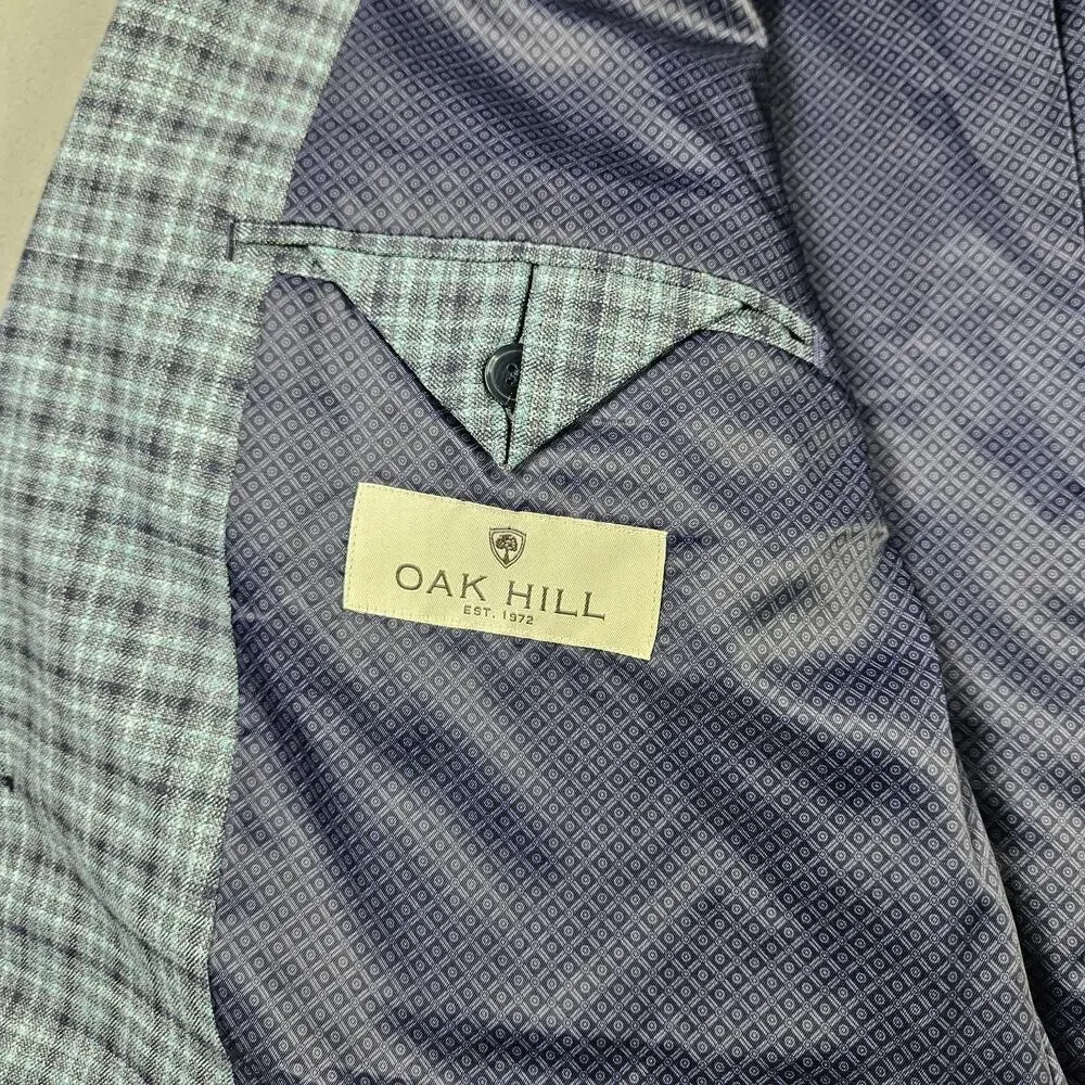 Oak Hill Blazer Mens 3XLT 54-56 Blue Plaid Sport Coat Big and Tall 2 Button Prep